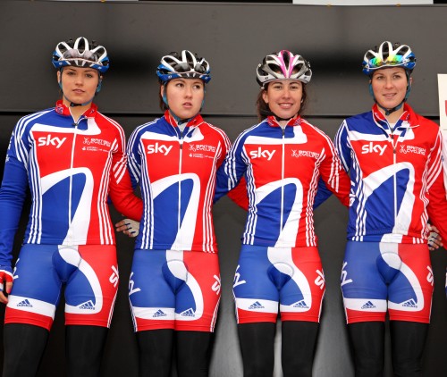 British Cycling team riders Hannah Mayho, Emma Trott, Katie