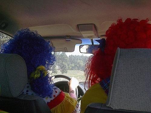 Clowns driving (CC licensed by oddharmonic via Flickr).jpg