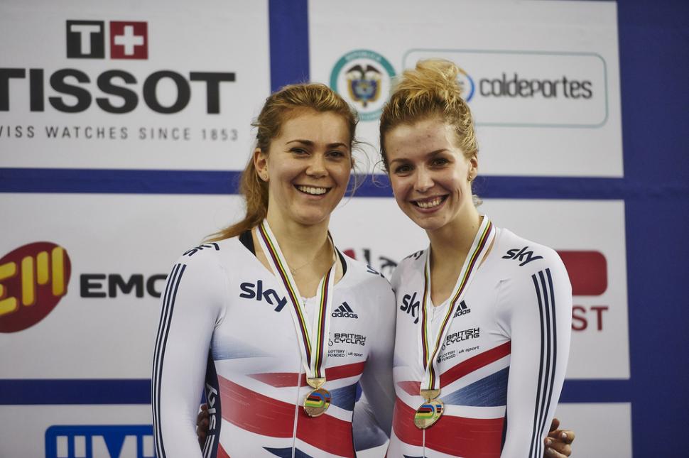 Jess Varnish and Becky James, Cali 2014 (copyright Britishcycling.org.uk)