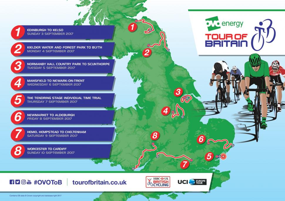 Tour of Britain 2017 route revealed with Edinburgh start and Cardiff