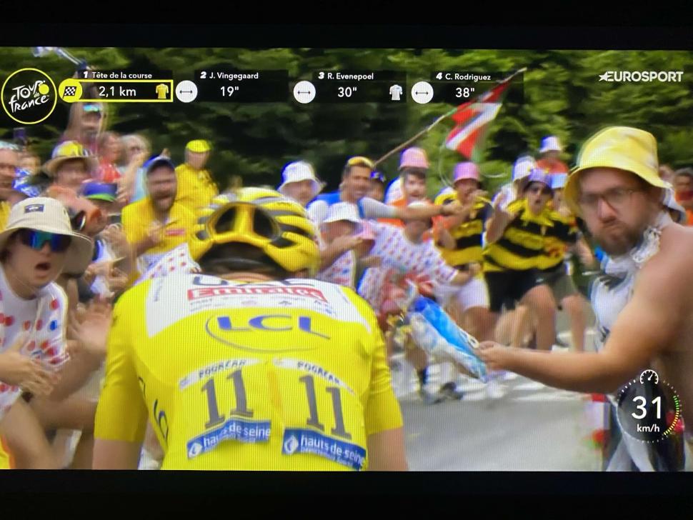 Drunk Tour de France spectator who threw bag of crisps at Tadej Pogačar ...