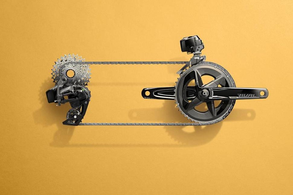 SRAM rival groupset on yellow background
