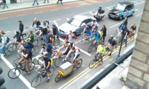 Cyclists at traffic lights