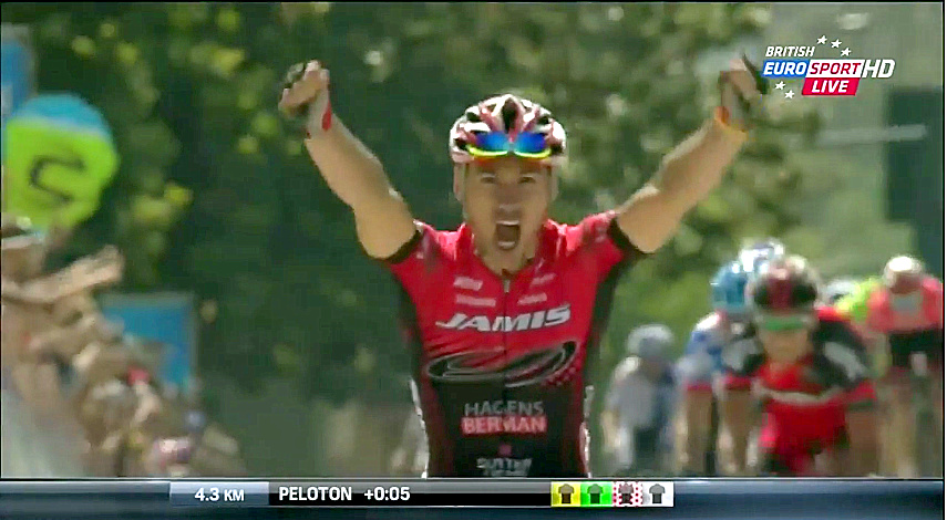 Eloy Teruel Tour of California victory celebration